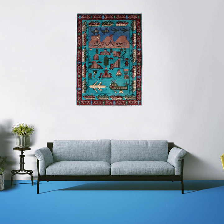 Handcrafted Afghan War Rug 4' 0" x 6' 0" - No. AL24000