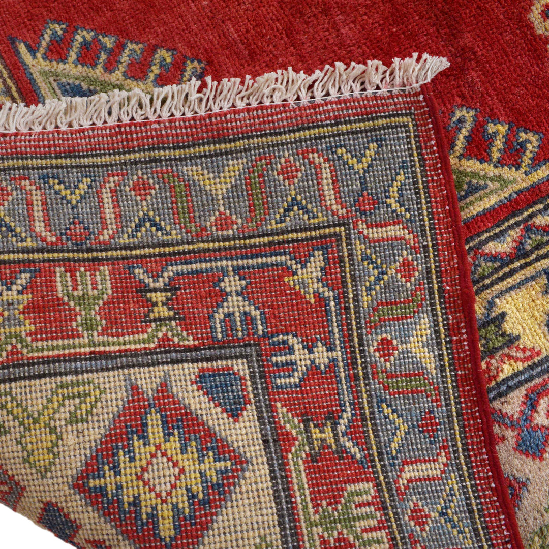 Red Afghan Kazak Rug 6' 7" x 9' 10" Hand-Knotted | No. AL58511