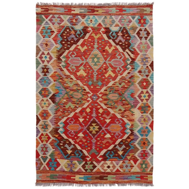 Handmade Afghan Vegetable Kilim 3' 5" x 4' 8" - No. AL56746