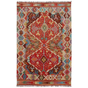 Handmade Afghan Vegetable Kilim 3' 5" x 4' 8" - No. AL56746