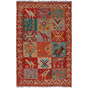 Handmade Afghan Vegetable Kilim 3' 0" x 4' 8" - No. AL86021