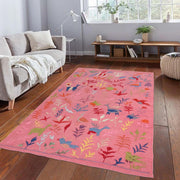 Pink Color Embroidery Flat Weave Kilim 3' 9" x 5' 10" - No. AL98913