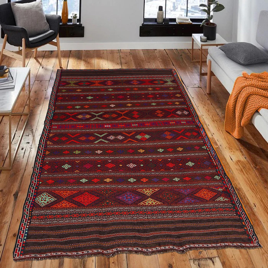Traditional Flat Weave Kilim 4' 5" x 7' 3" - No. AL46827