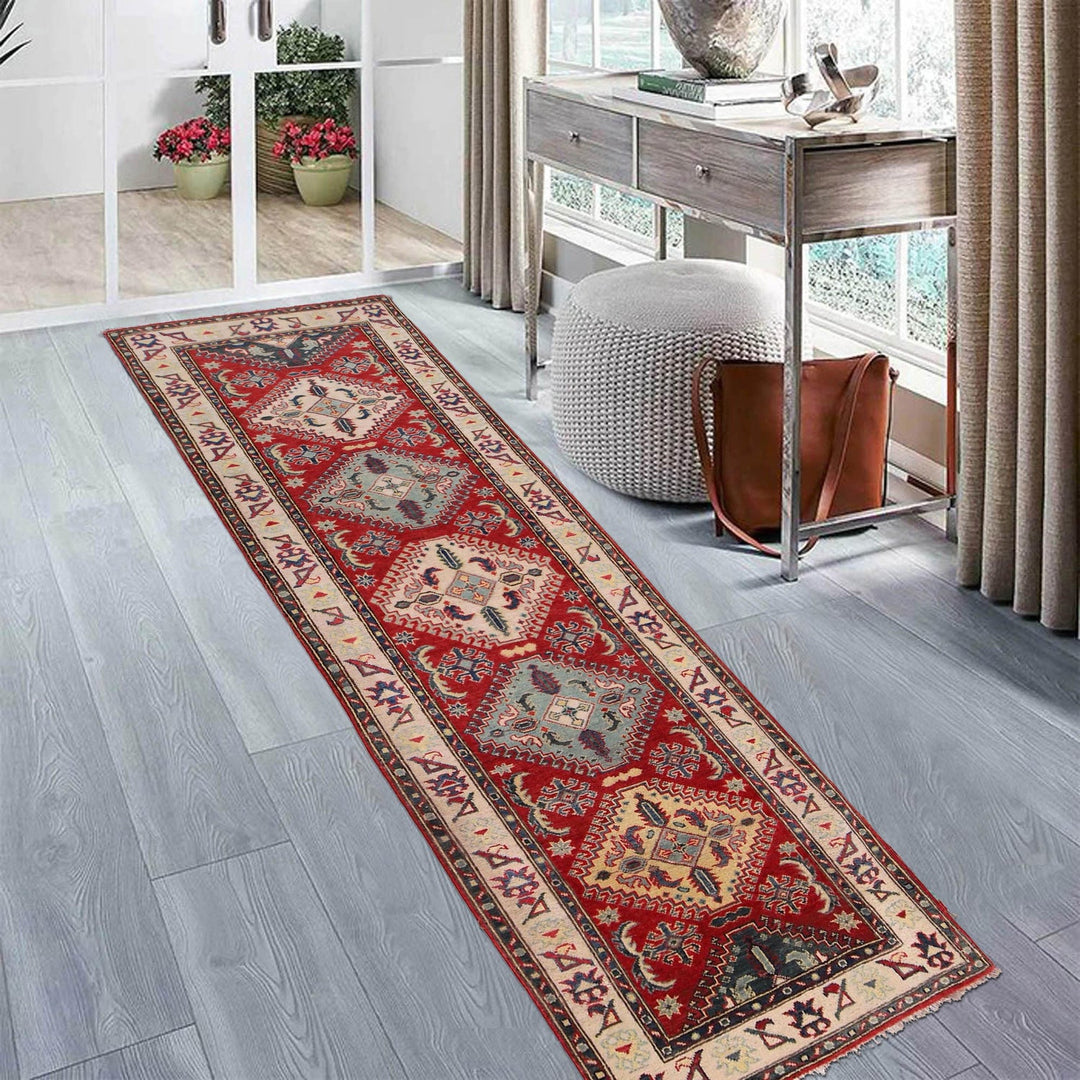 Hand knotted Kazak Runner Carpet 2' 10" x 9' 3" - No. AL90976