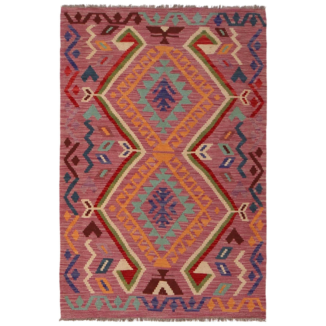 Handmade Turkish Design Wool Kilim 3' 5" x 5' 0" - No. AL16099
