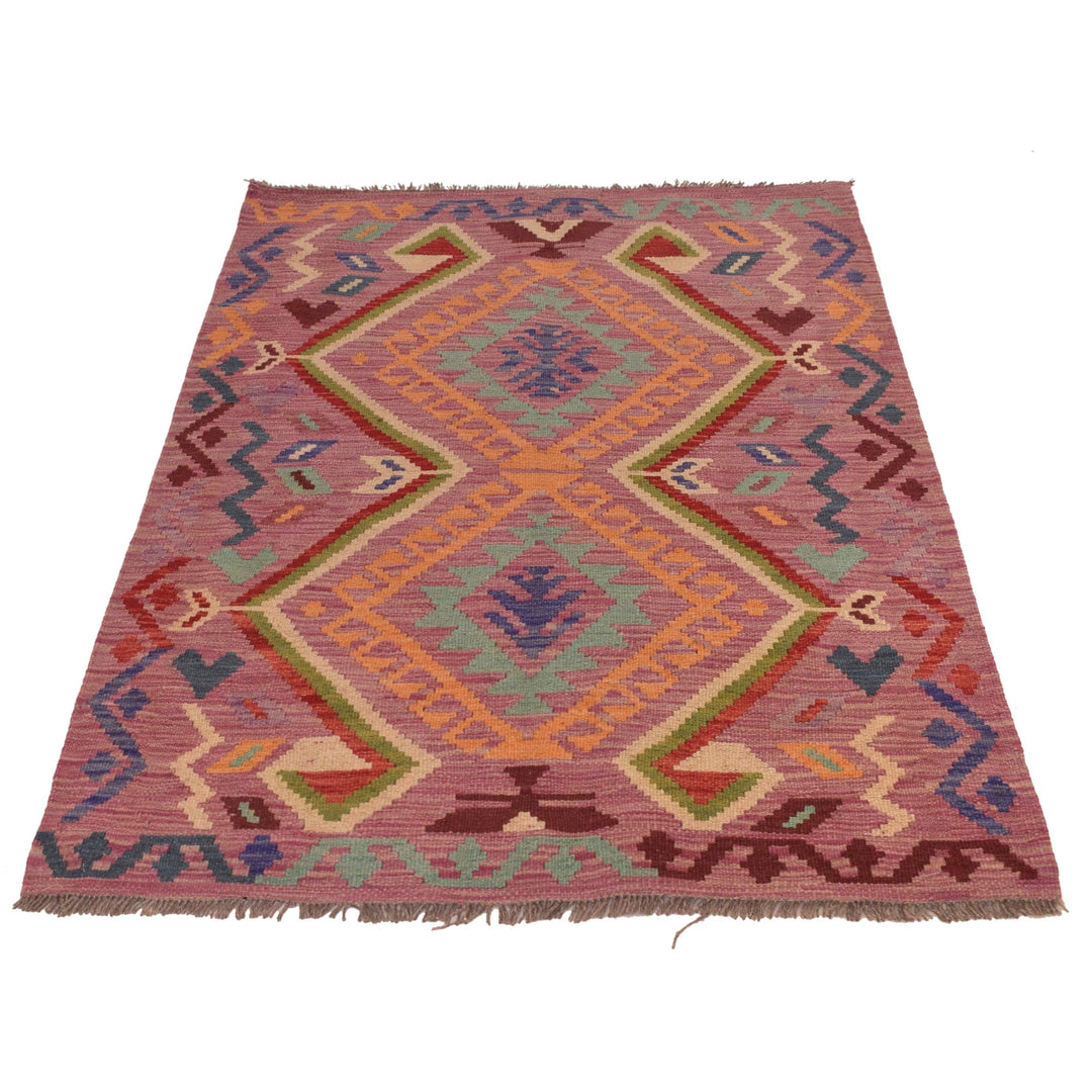 Afghan Kilim Rug 3' 5" x 5' 0" Flat-Weave detail