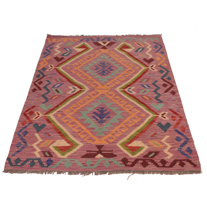 Afghan Kilim Rug 3' 5" x 5' 0" Flat-Weave detail