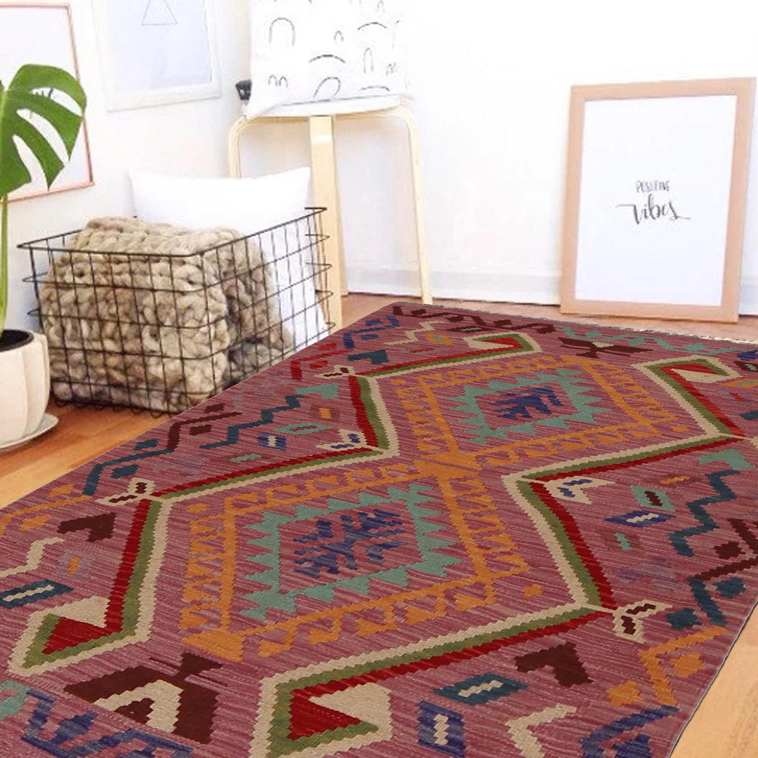 Afghan Kilim Rug 3' 5" x 5' 0" Flat-Weave view 9