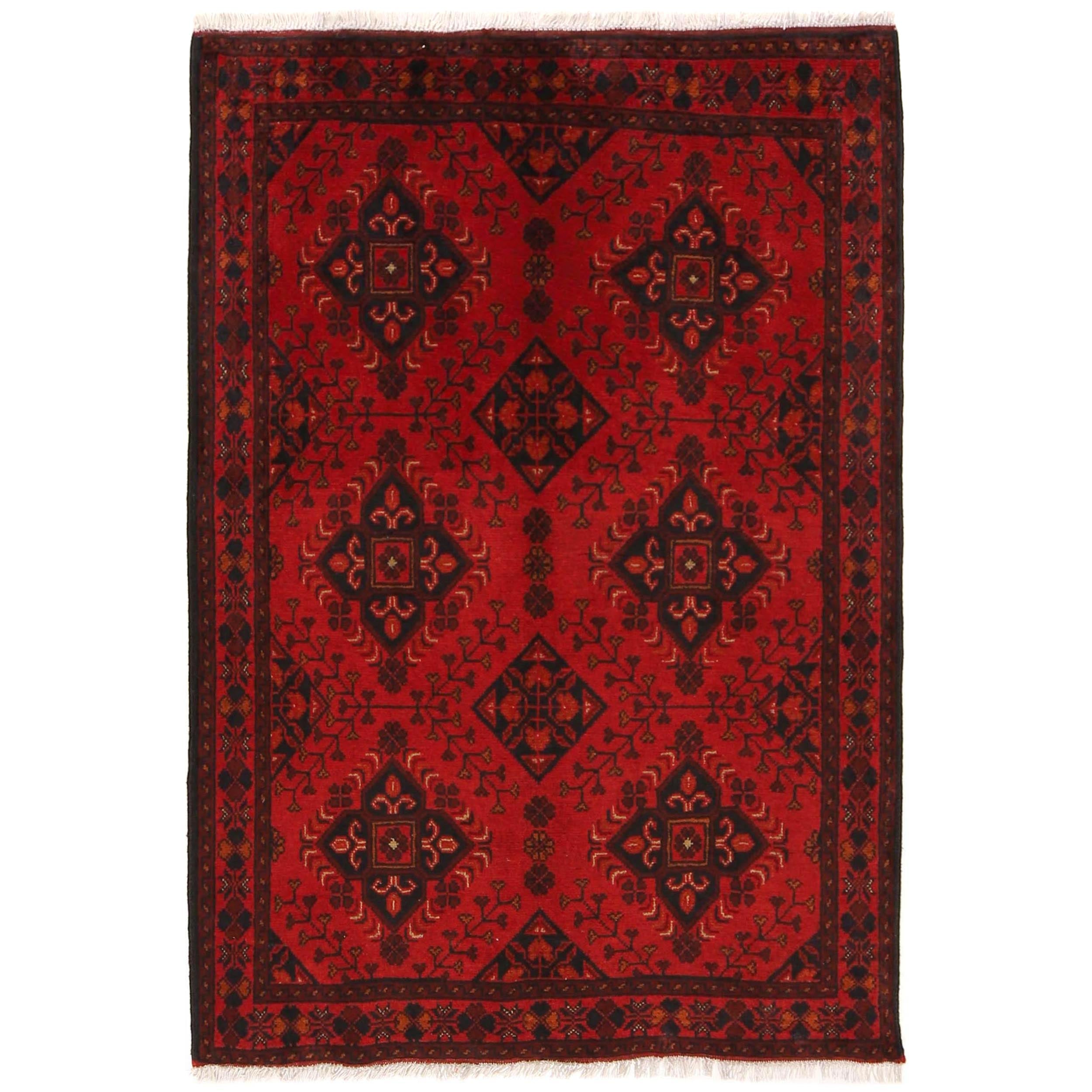 Handmade Khal Mohammadi Rugs | Afghan Deep Red Tribal Wool Rugs