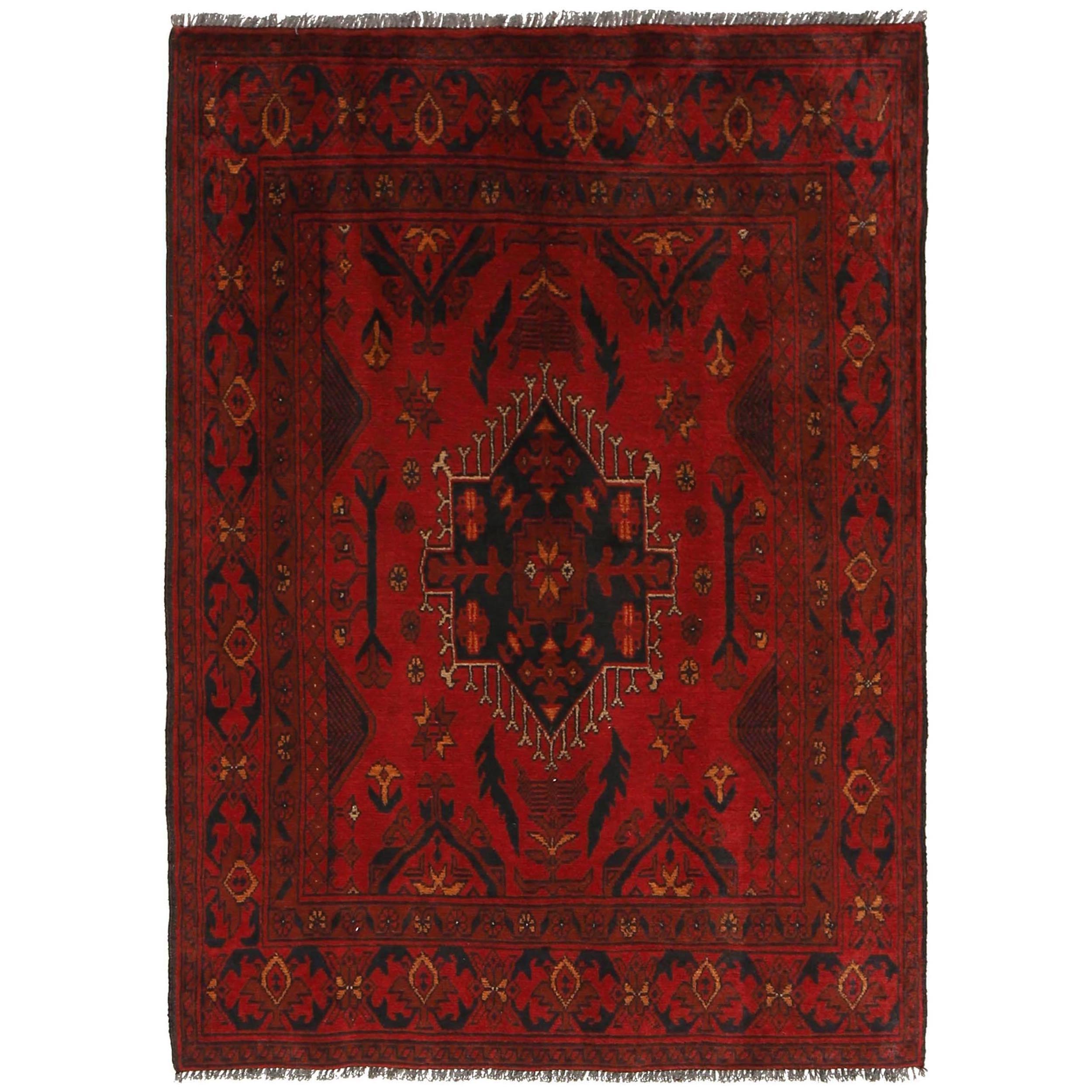 Handmade Khal Mohammadi Rugs | Afghan Deep Red Tribal Wool Rugs
