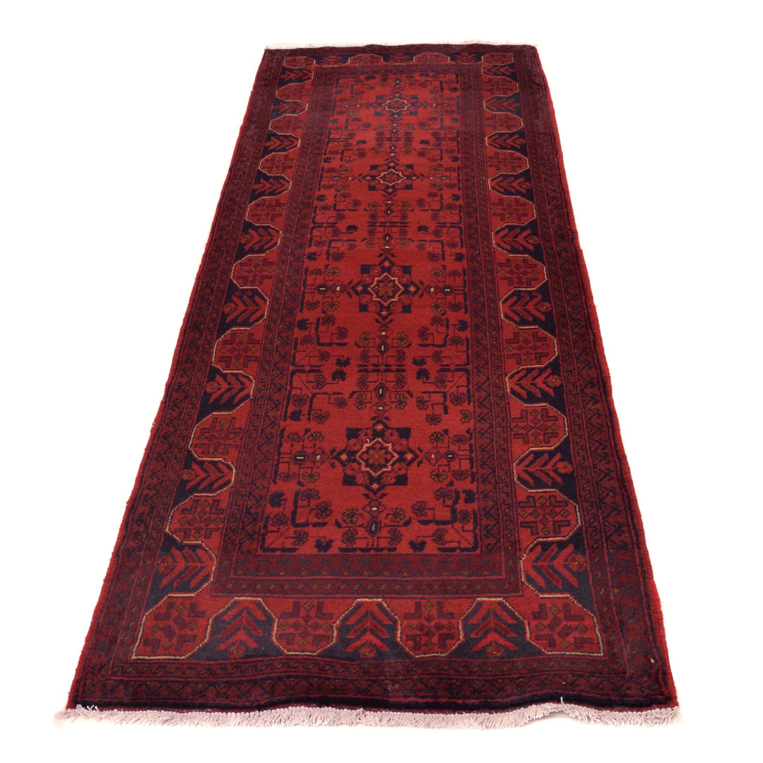 Red Afghan Khal Mohammadi Rug 2' 8" x 8' 10" Hand-Knotted detail