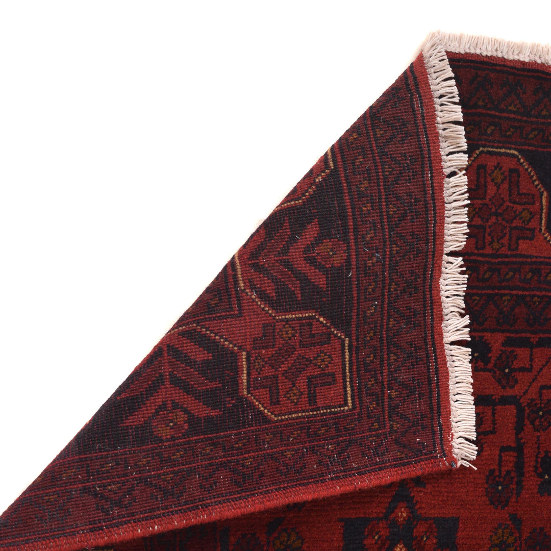 Red Afghan Khal Mohammadi Rug 2' 8" x 8' 10" Hand-Knotted field
