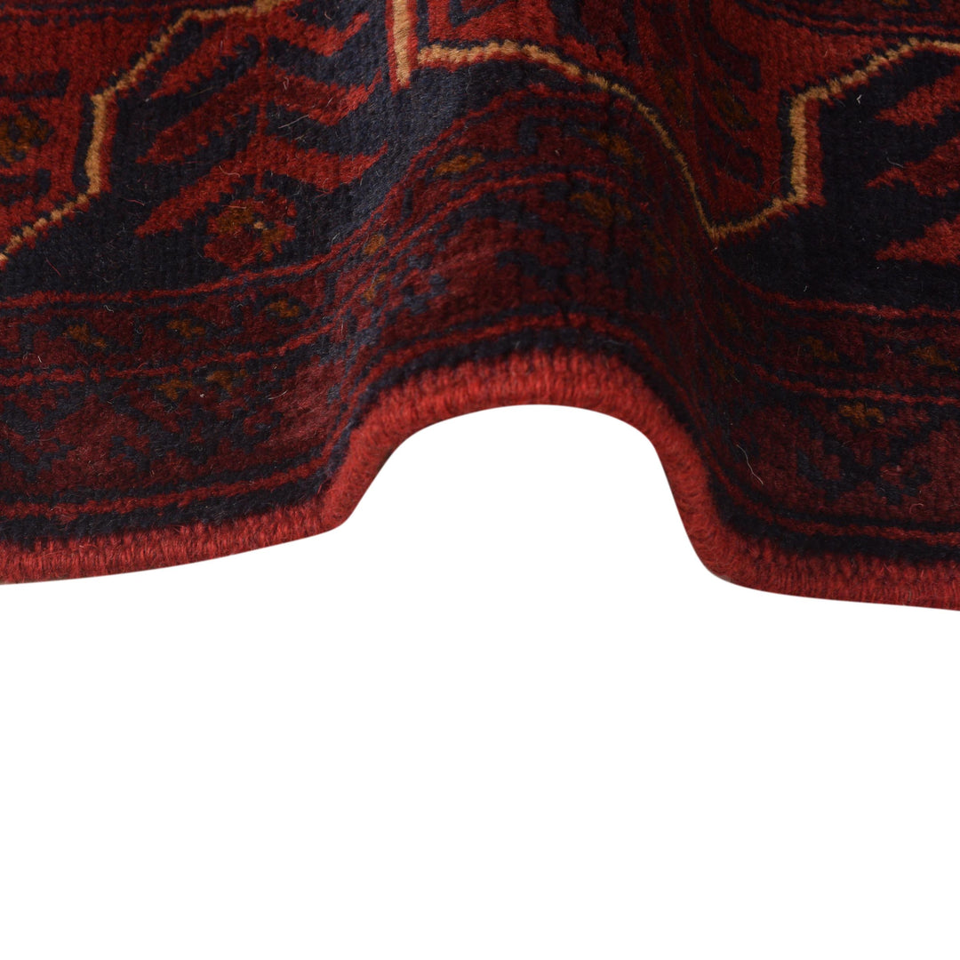 Red Afghan Khal Mohammadi Rug 2' 8" x 8' 10" Hand-Knotted texture