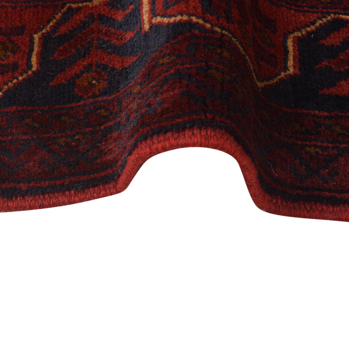 Red Afghan Khal Mohammadi Rug 2' 8" x 8' 10" Hand-Knotted texture