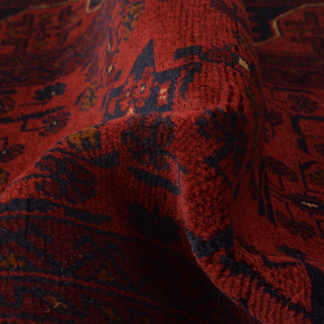 Red Afghan Khal Mohammadi Rug 2' 8" x 8' 10" Hand-Knotted reverse