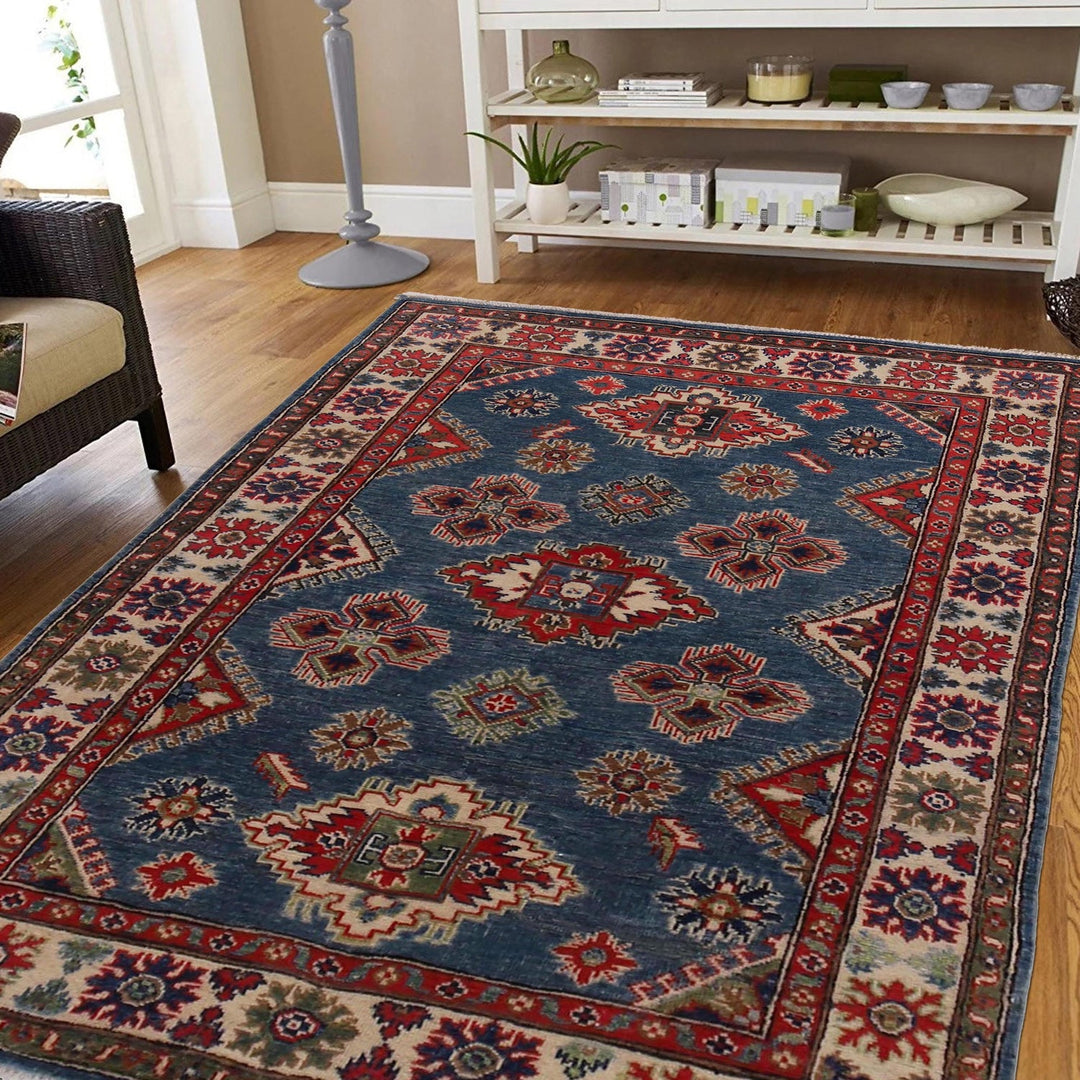 Blue Color Kazak Rug 3' 11" x 5' 9" - No. AL58704