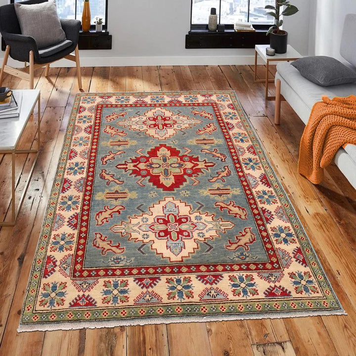 Blue Color Kazak Rug 4' 0" x 5' 9" - No. AL10251