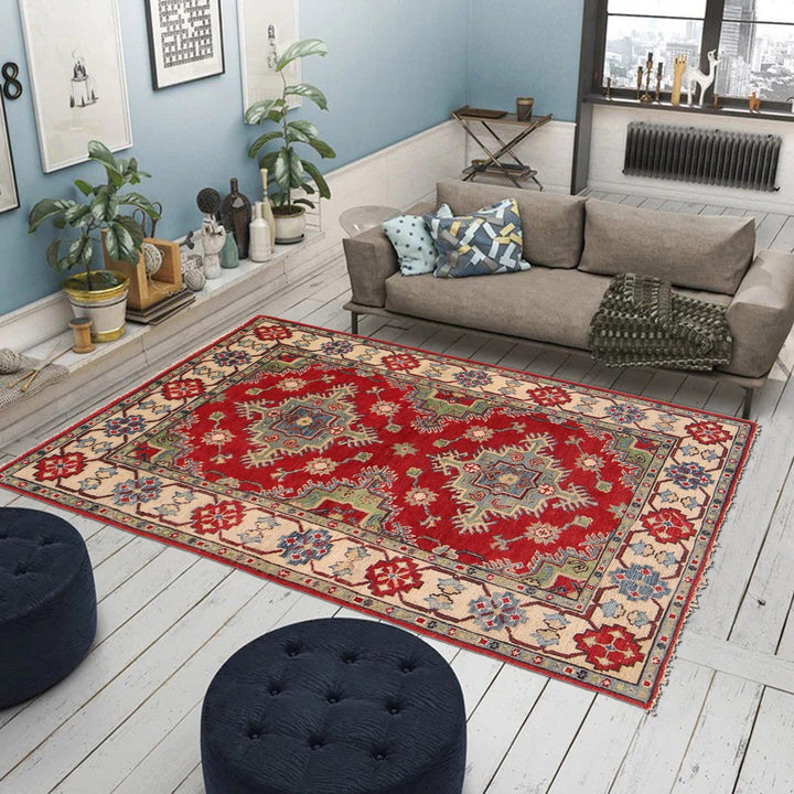 Handmade Kazak Area Rug 3' 3" x 4' 7" - No. AL37615