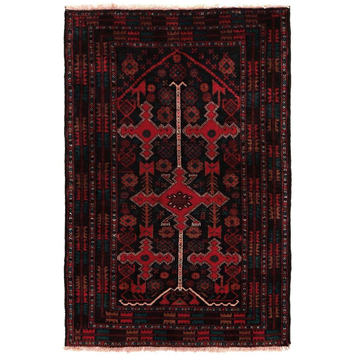 Afghan Baluchi Rug 3' 1" x 4' 8" Hand-Knotted | No. AL50508