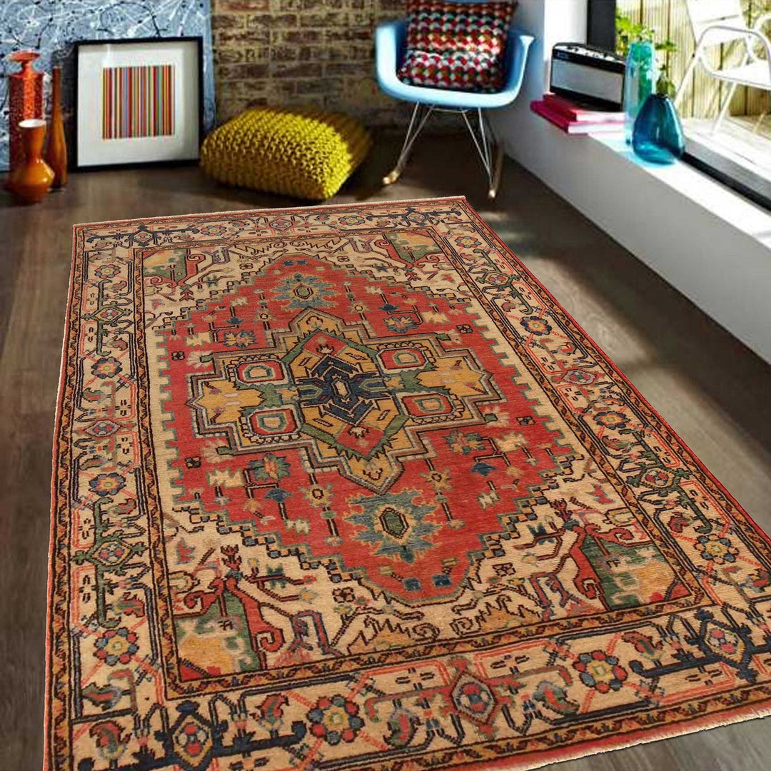 Handmade Persian Design Heriz Carpet 3' 10" x 6' 1" - No. AL19245