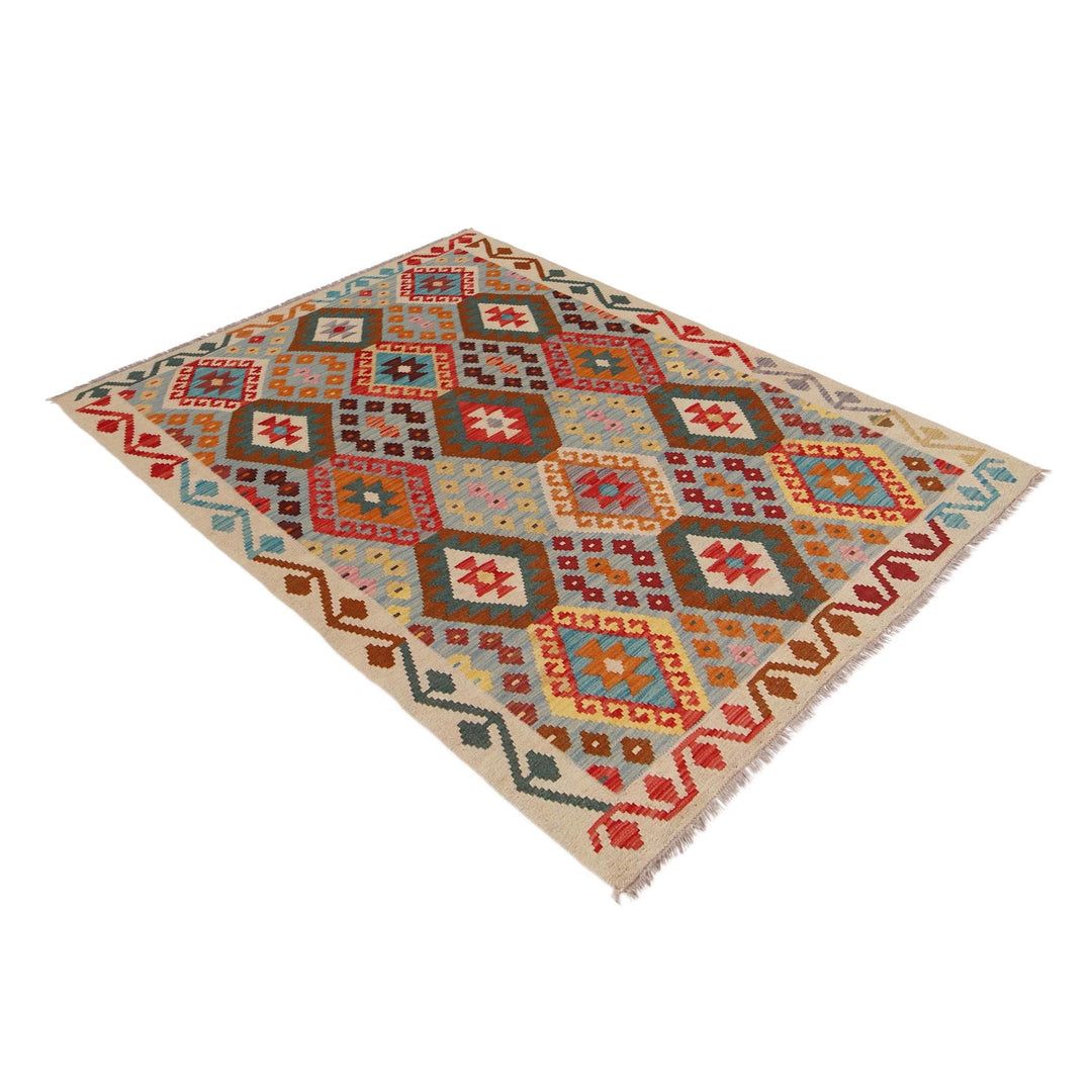 Hand Knotted Afghan Style Kilim 4' 4" x 6' 1" - No. AL32368