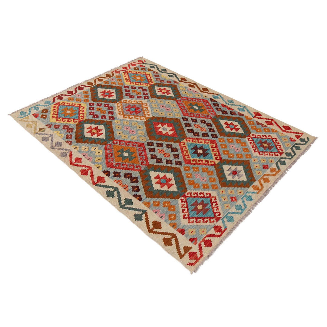 Hand Knotted Afghan Style Kilim 4' 4" x 6' 1" - No. AL32368