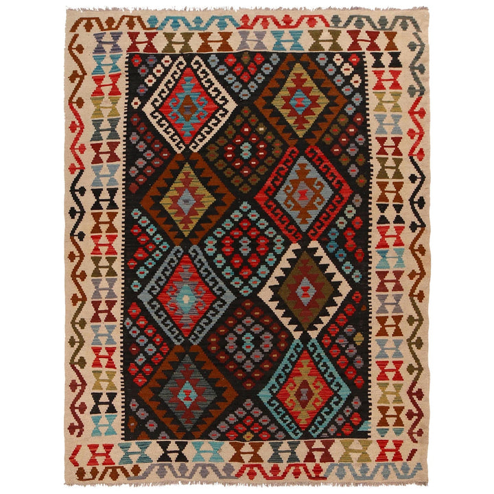 Hand Woven Wool Kelim 5' 0" x 6' 6" - No. AL24378