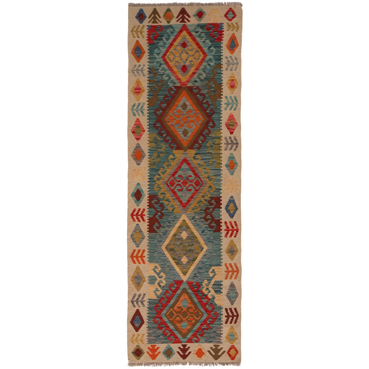 Hand Knotted Afghan Style Kilim Runner 2' 4" x 7' 10" - No. AL74418
