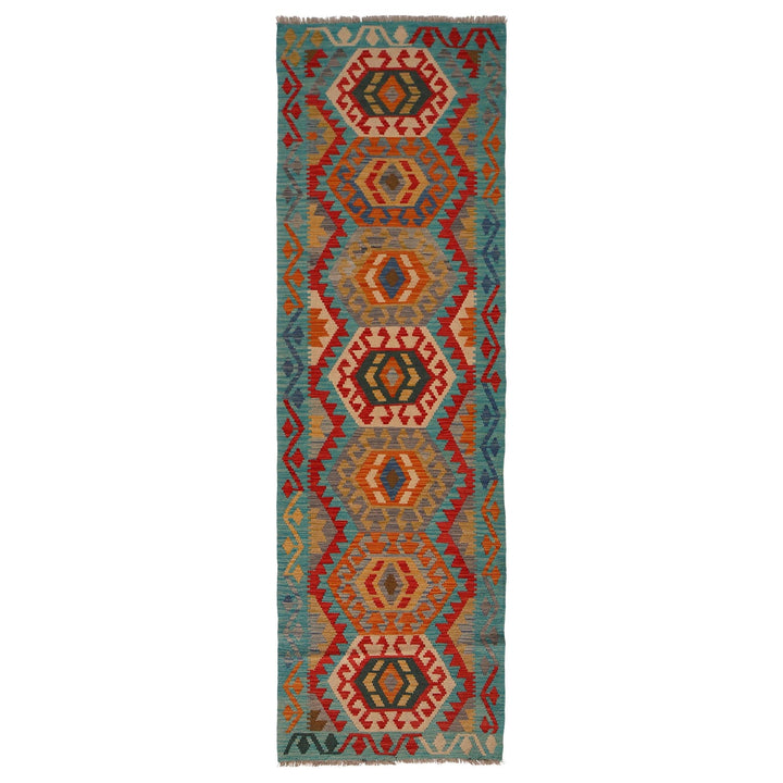Hand Woven Wool Kelim Runner 2' 8" x 9' 6" - No. AL19624