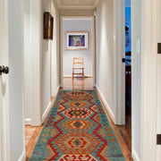 Hand Woven Wool Kelim Runner 2' 8" x 9' 6" - No. AL19624