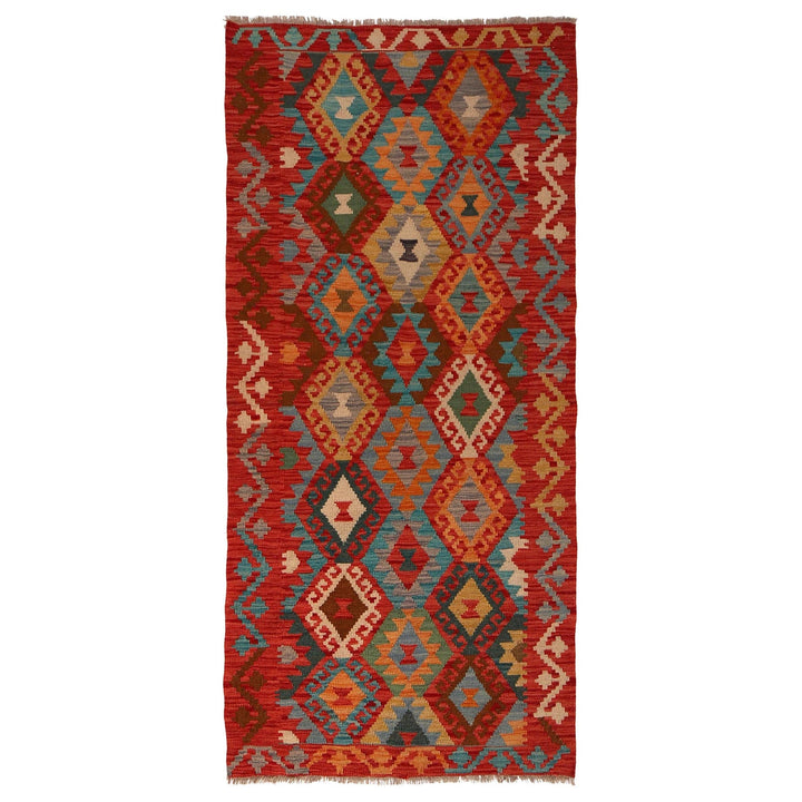 Colorful Flat-Weave Wool Kilim Runner 2' 1"x 6' 6" - No. AL56718