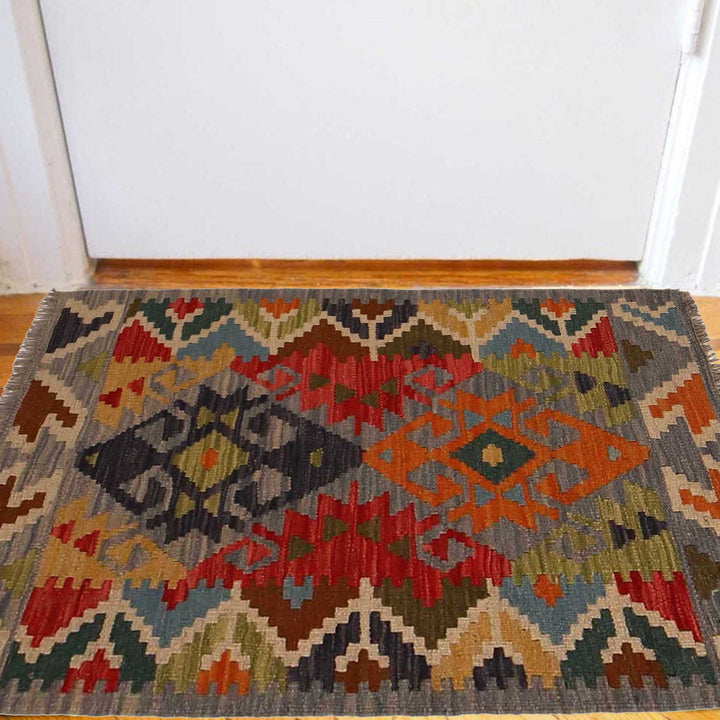 Handmade Turkish Design Wool Kilim 2' 0" x 2' 11" - No. AL23832