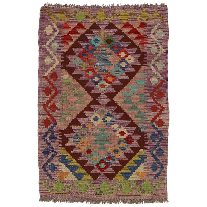 Multi Color ful Flat-Weave Wool Kilim 2' 0" x 3' 3" - No. AL68137