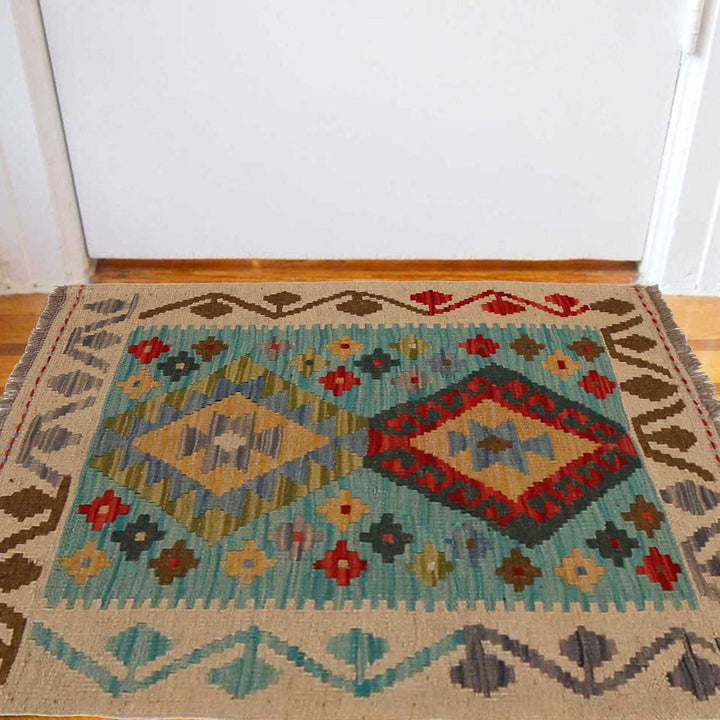 Handmade Afghan Vegetable Kilim 2' 1" x 2' 9" - No. AL50148