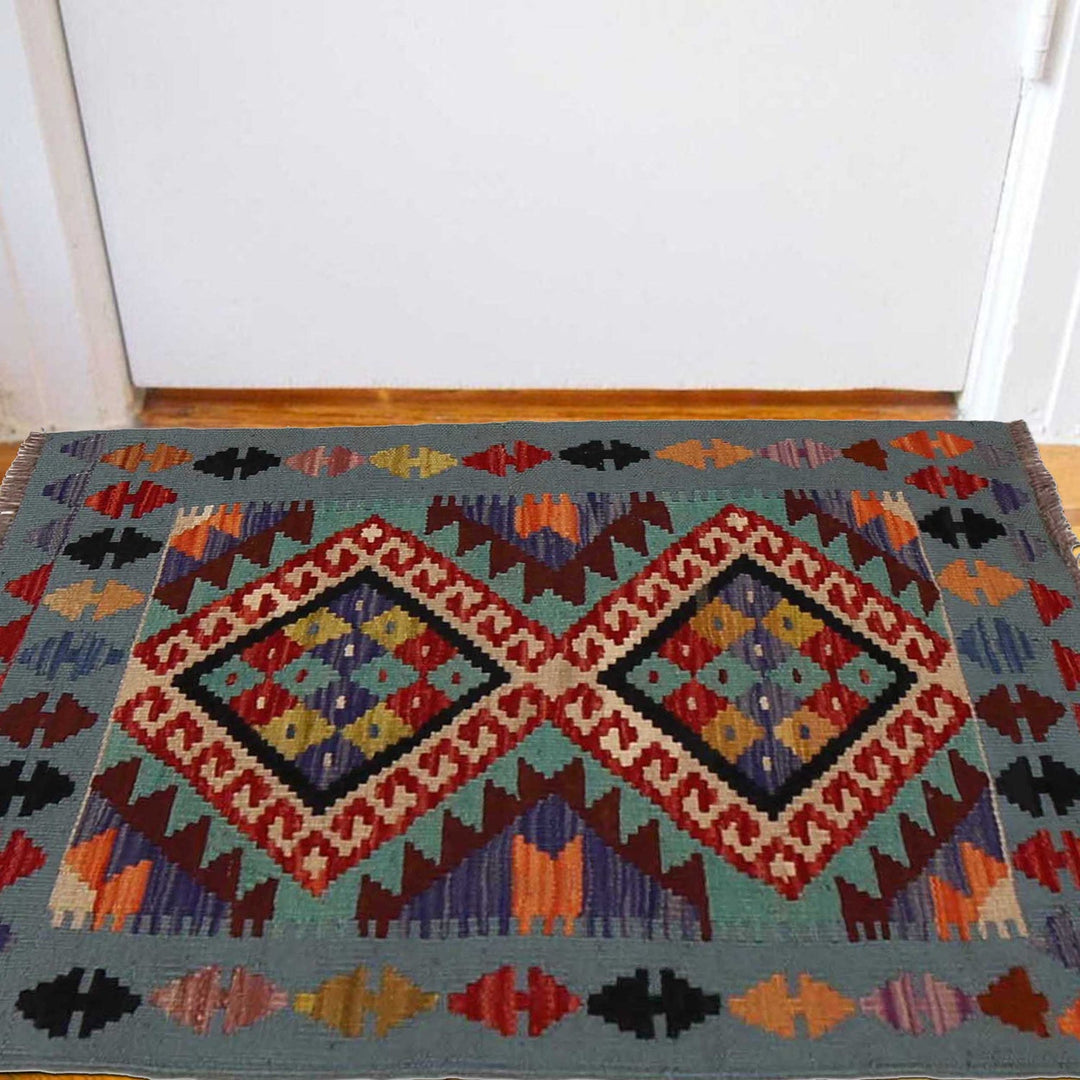Hand Made Afghan Kilim 1' 10" x 2' 10" - No. AL19578