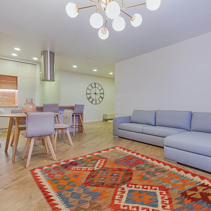 Hand Woven Wool Kelim 2' 7" x 3' 9" - No. AL55675