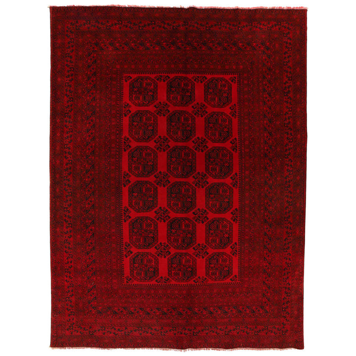 Handmade Red Afghan Filpa Area Carpet - Oriental Wool Rug 6' 10" x 9' 3" - No. AL859052