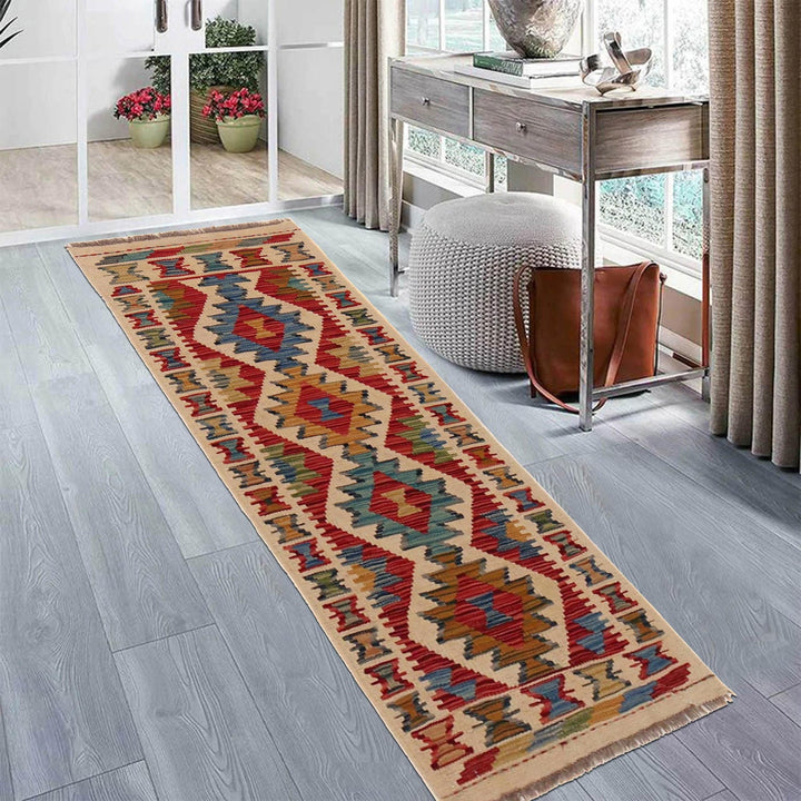Hand Knotted Afghan Style Kilim Runner 1' 8" x 4' 10" - No. AL75013