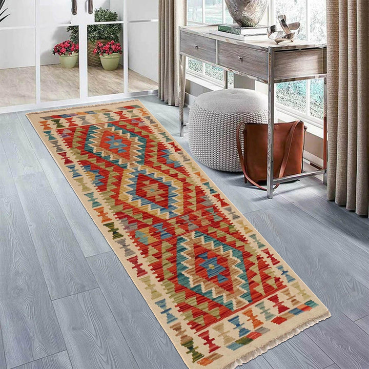 Hand Woven Wool Kelim Runner 1' 10" x 4' 7" - No. AL13877