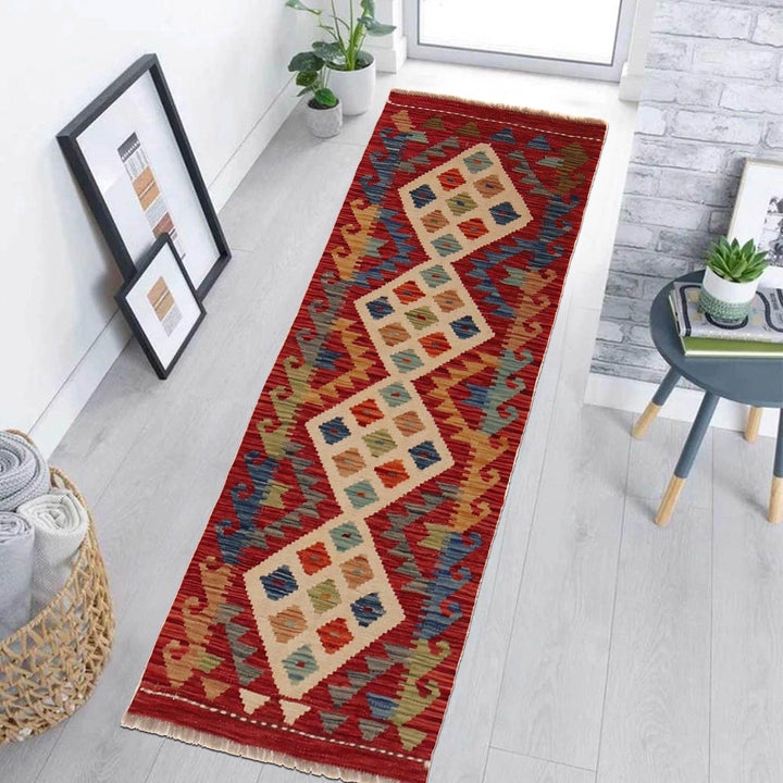Handmade Turkish Design Wool Kilim Runner 1' 8" x 4' 9" - No. AL99932