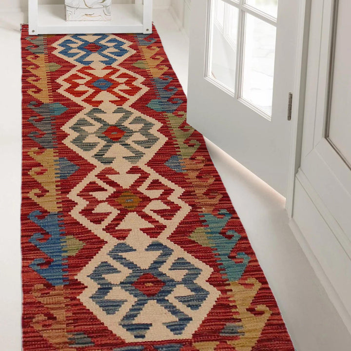 Hand Woven Wool Kelim Runner 1' 9" x 5' 0" - No. AL93297