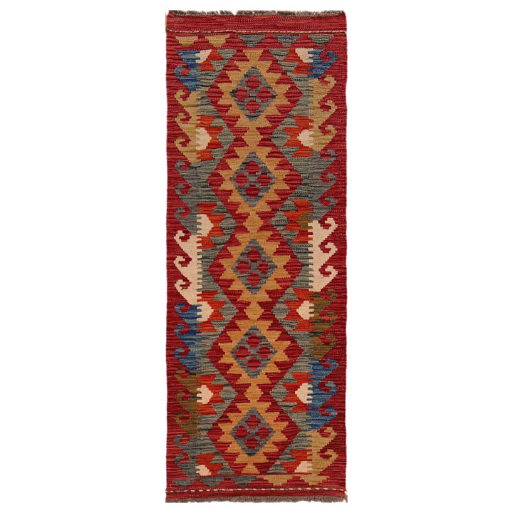 Handmade Turkish Design Wool Kilim Runner 1' 8" x 4' 8" - No. AL80753