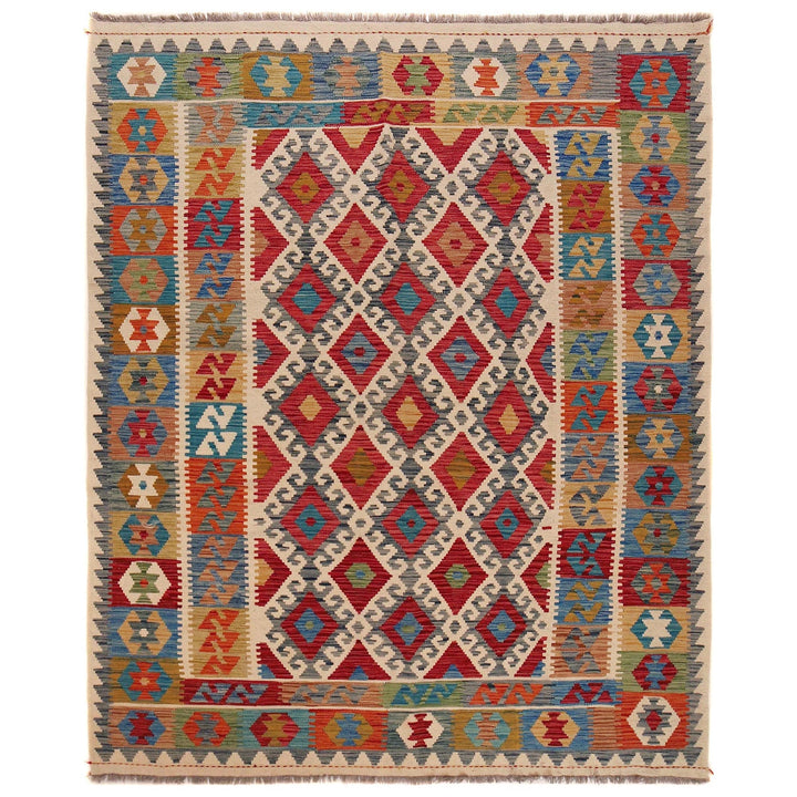 Handmade Turkish Design Wool Kilim 6' 0" x 7' 10" - No. AL70338