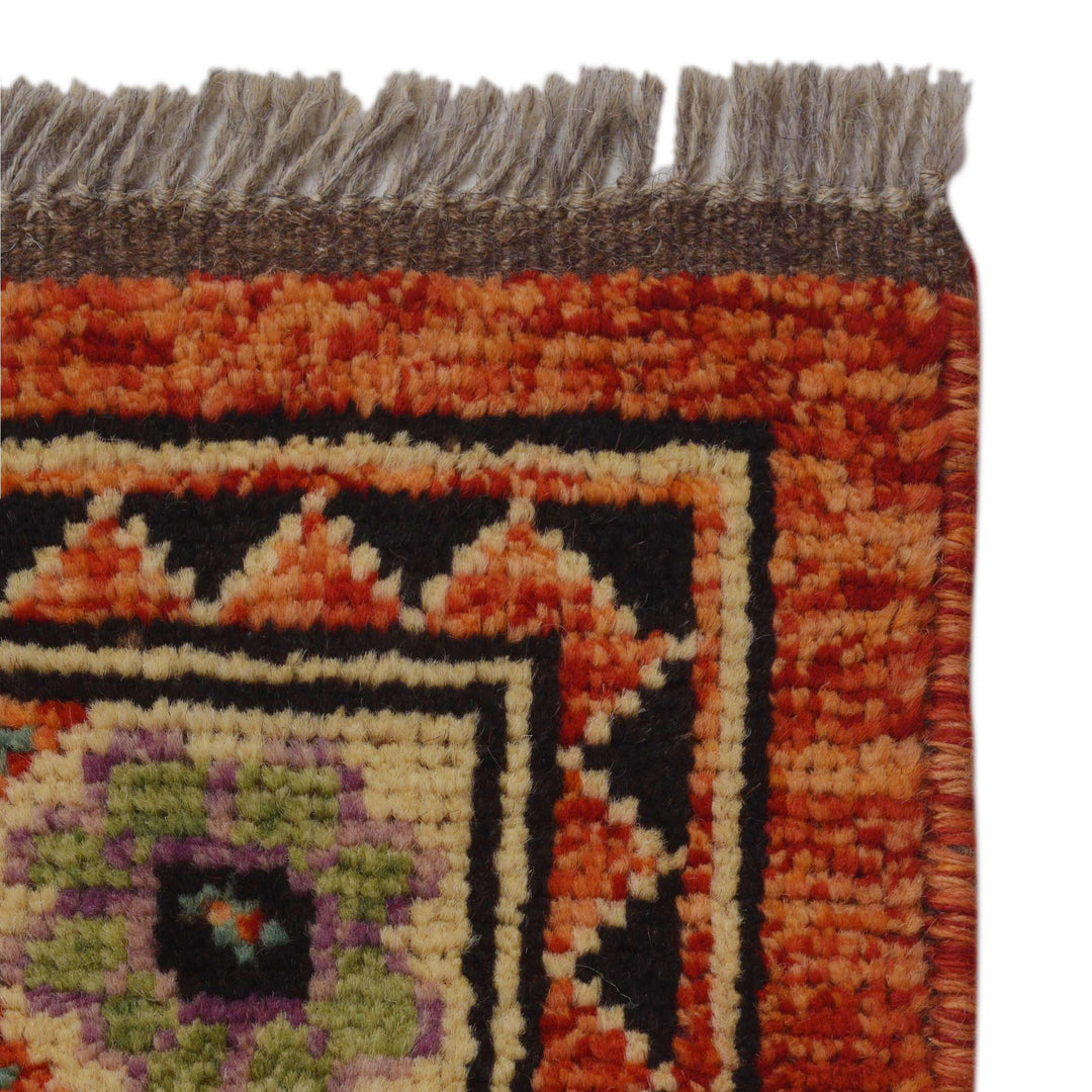 Red Afghan Shirazi Rug 6' 10" x 9' 8" Hand-Knotted pattern