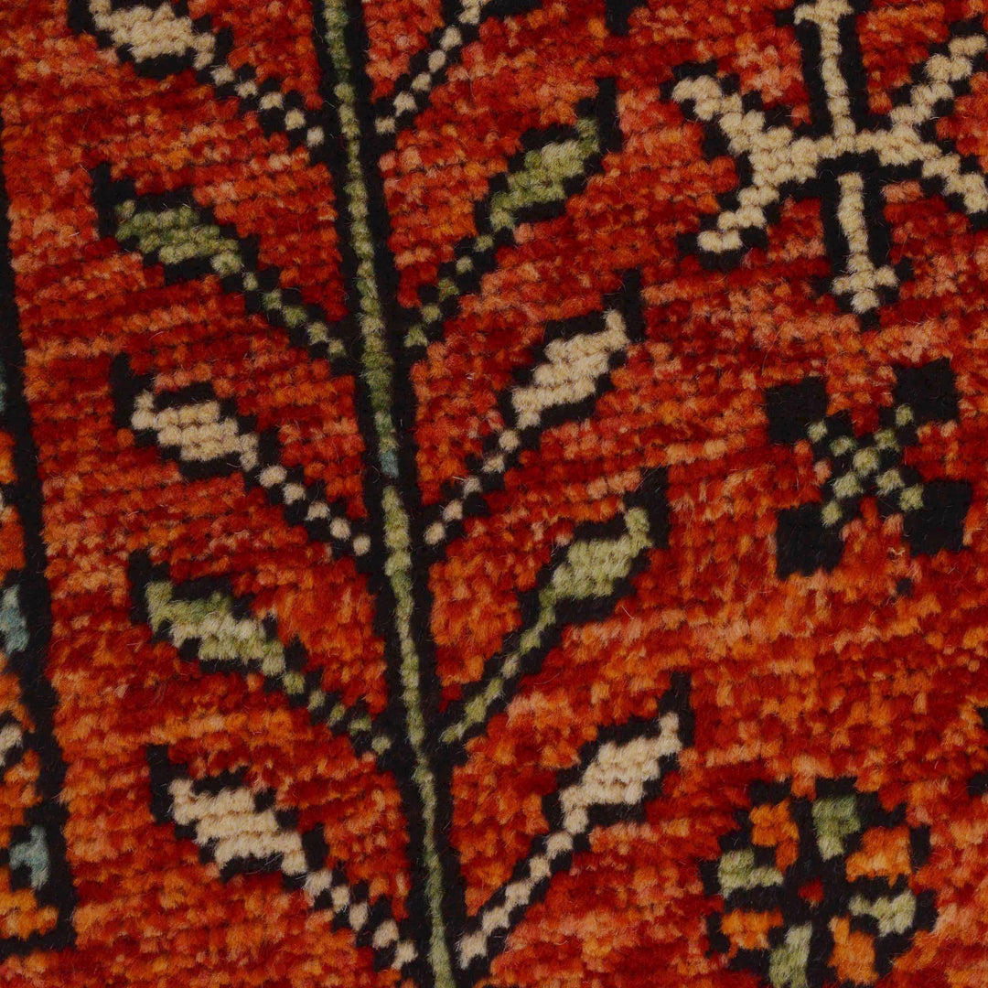 Red Afghan Shirazi Rug 6' 10" x 9' 8" Hand-Knotted border