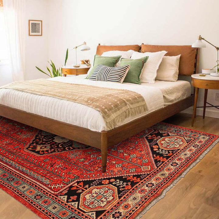 Red Afghan Shirazi Rug 6' 10" x 9' 8" Hand-Knotted view 9