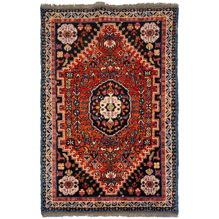 Red Afghan Oriental Rug 3' 1" x 4' 9" Hand-Knotted