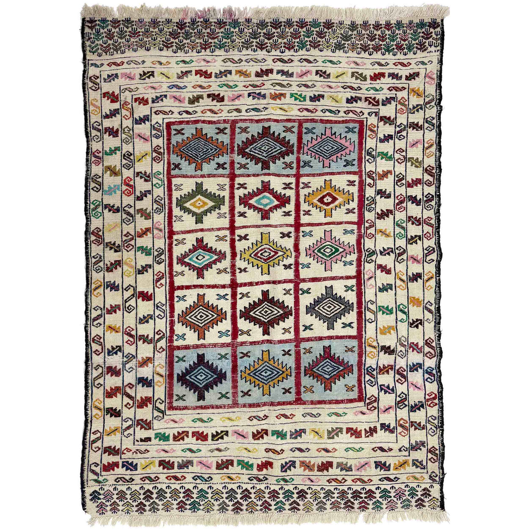 Afghan Soumak Rug 4' 5" x 6' 1" Hand-Knotted