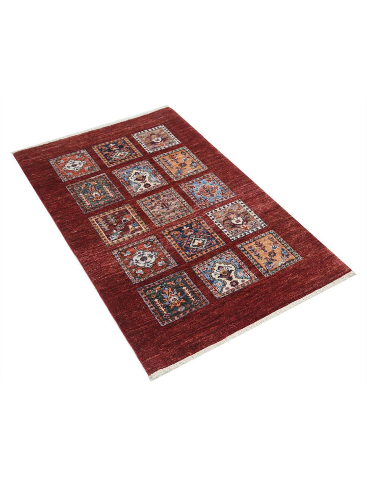 Red Afghan Oriental Rug 2' 10" x 4' 3" Hand-Knotted | No. AT85481