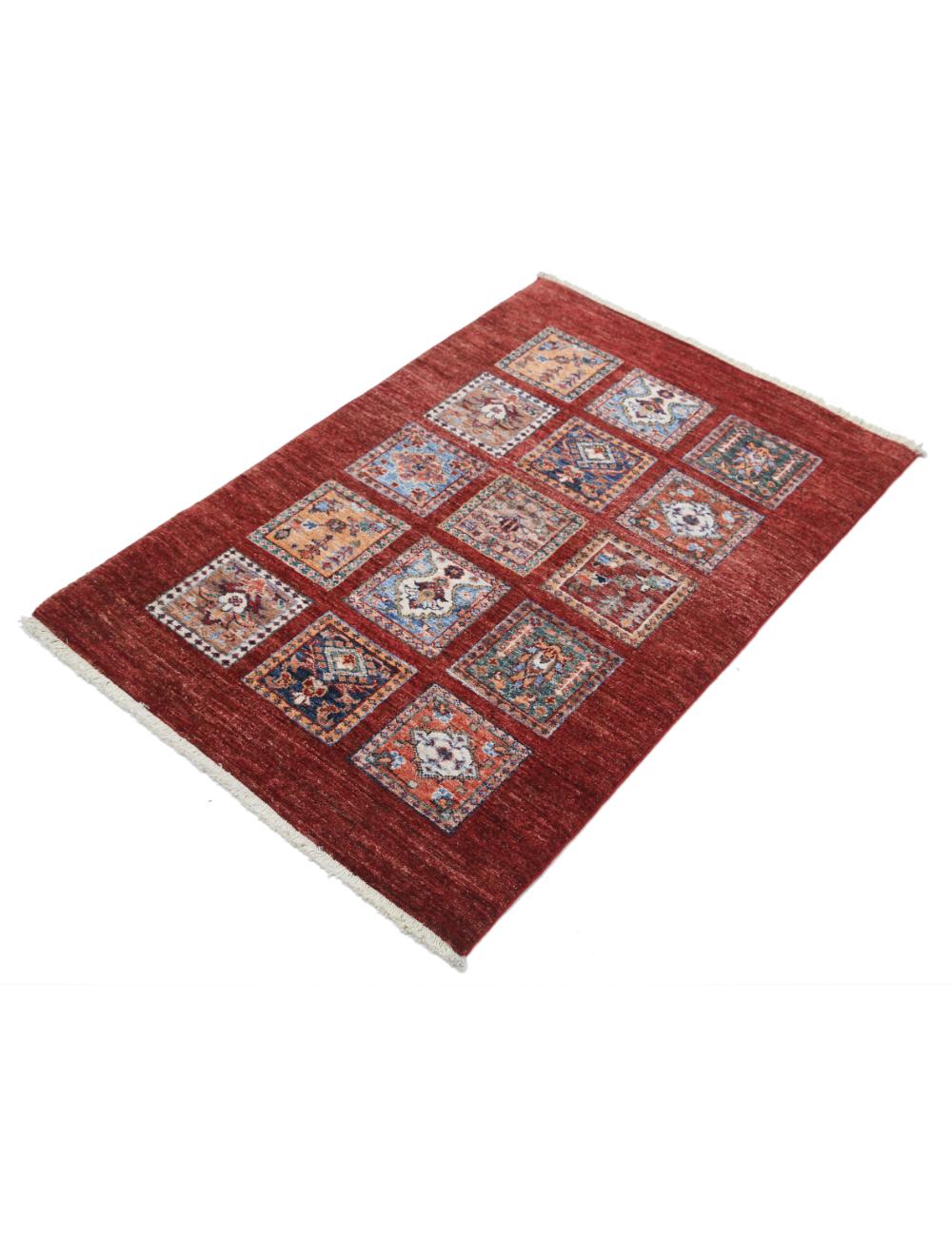 Red Afghan Oriental Rug 2' 10" x 4' 3" Hand-Knotted | No. AT85481